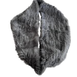 Annabelle New York Real Rabbit Fur Gray Infinity Scarf